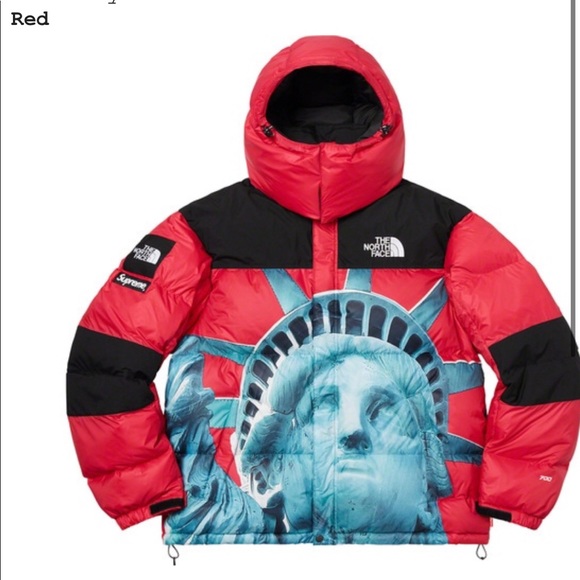 supreme north face jacket red